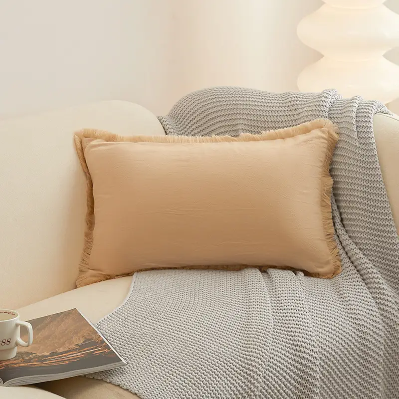 Washed Cotton Pillow Cover Modern Minimalist Living Room Sofa Cushion Cover