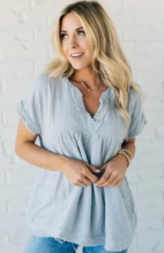 Summer New Solid Colour And V-neck Cotton And Linen Loose-fitting Casual T-shirt Women - Grey - View 1