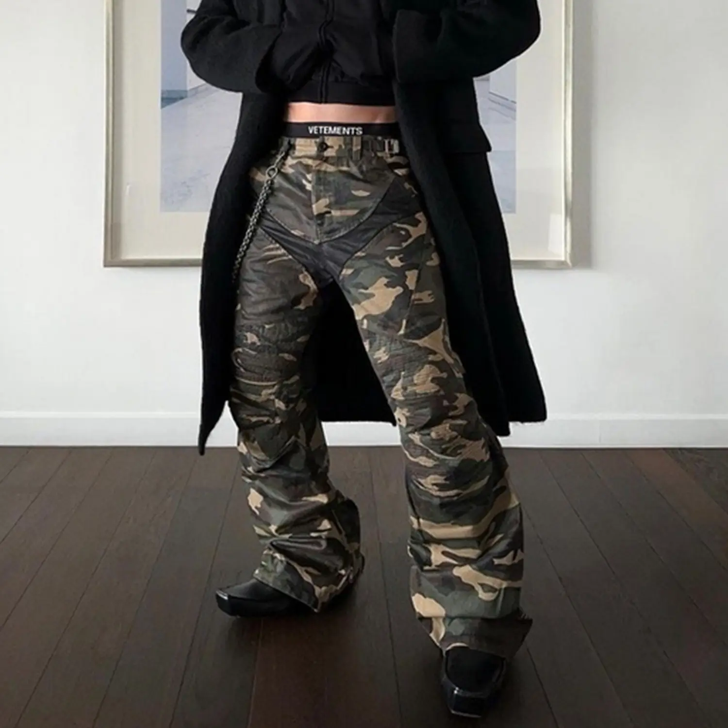 Men's Same Stitching Design Zipper Wide Leg