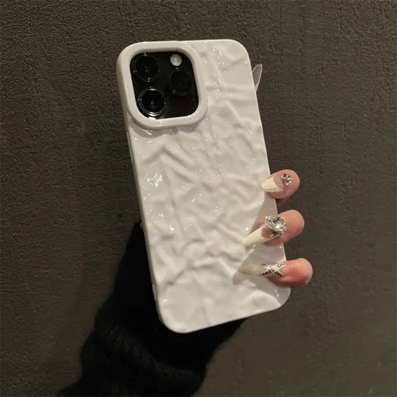 High-grade Sense Tin Foil Pleated Small Korean Phone Case
