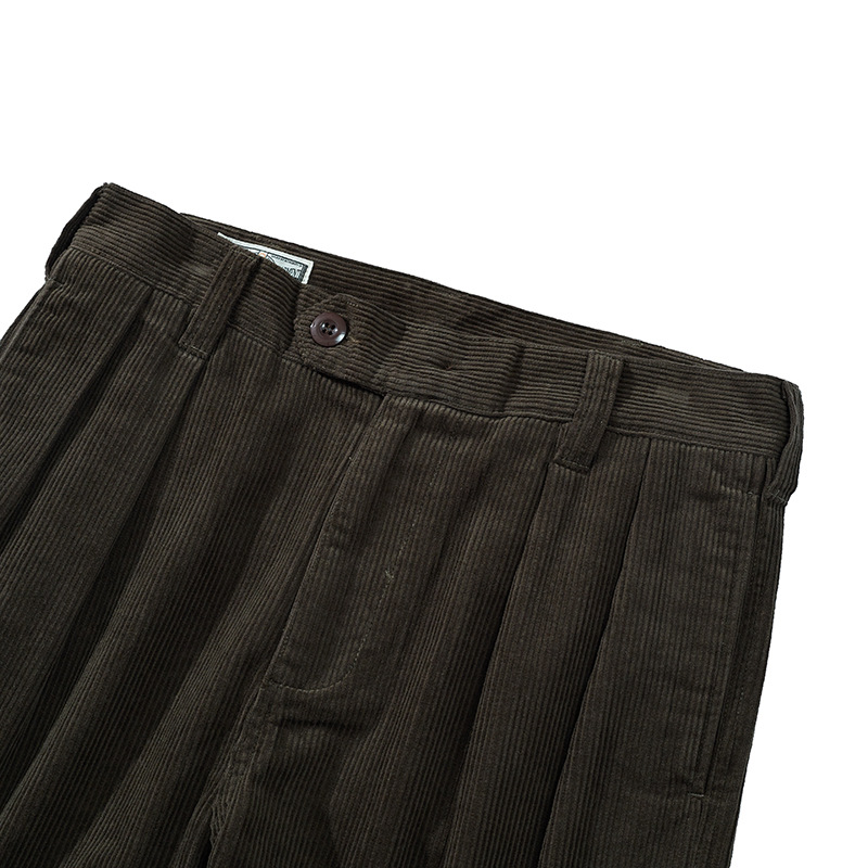 Retro Casual Cropped Pants Men's Thick Corduroy