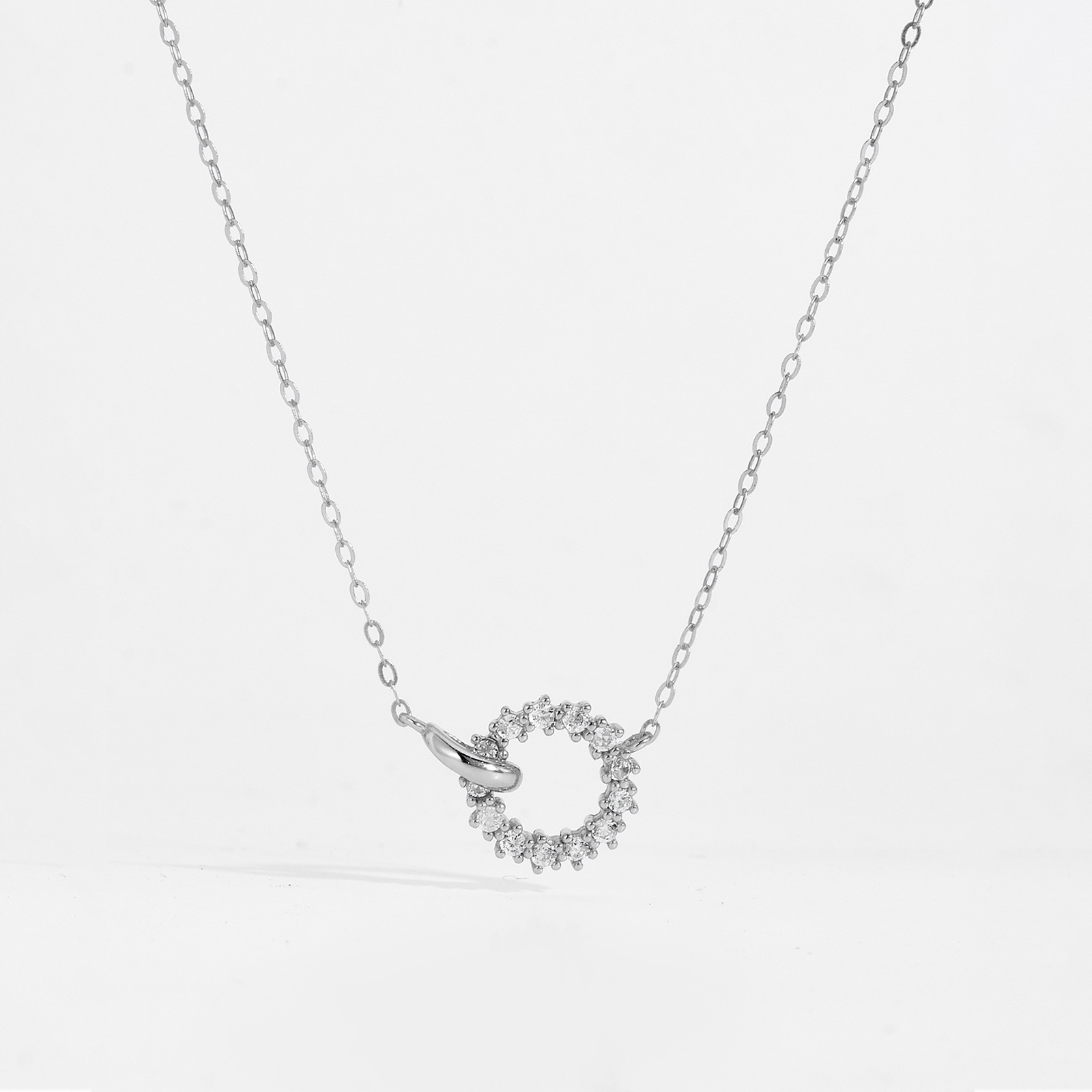 S925 Sterling Silver Ring Buckle Necklace