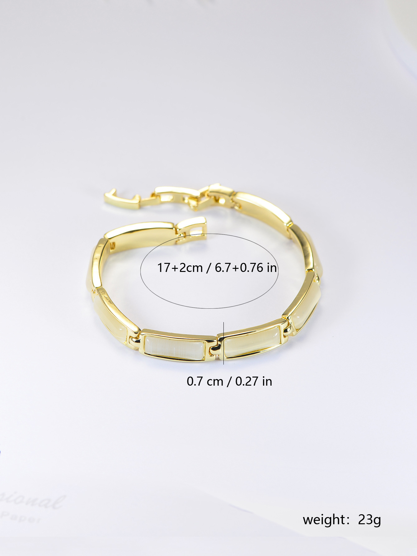 Geometric Gemstone Inlay Bracelet Rose Gold