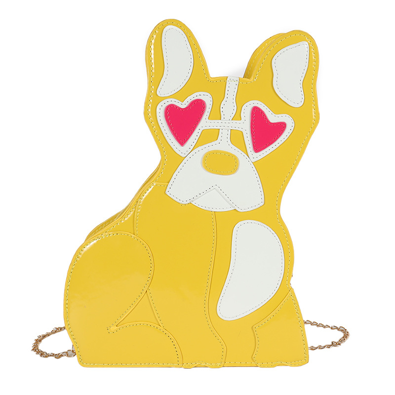 Fashion Cute Personality Puppy Dog Pu Shiny Crossbody Bag