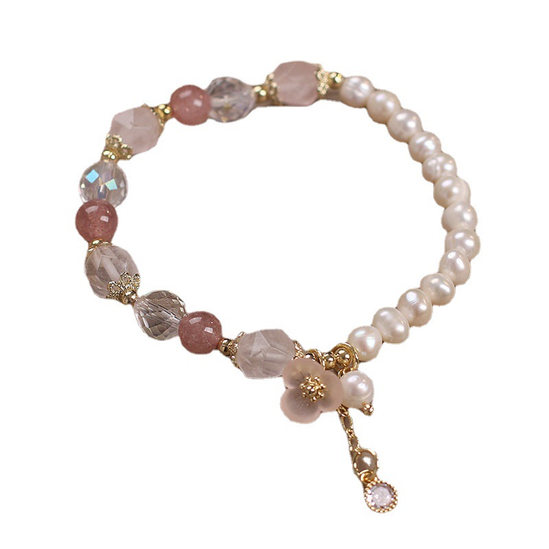 Sweet Freshwater Pearl Crystal Flowers Bracelet