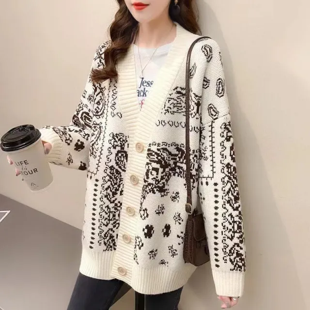 Retro Lazy Style Design Loose Niche Knitted Cardigan White - Shop at LoveMi