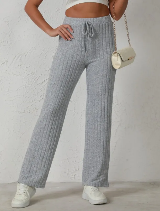 Women's Fashion Casual Loose Straight Trousers Gray - Shop at LoveMi