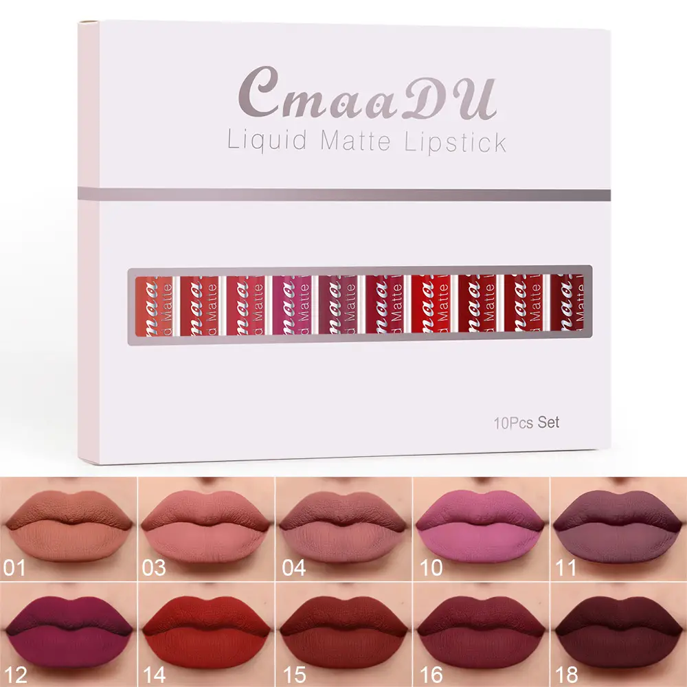 10 PCs Matte Long Lasting Waterproof Lip Gloss