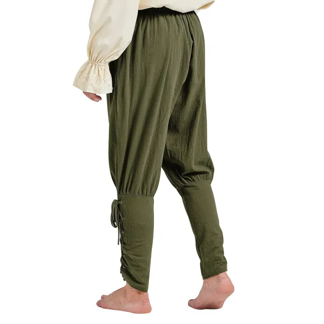 Men's Air Hole Lace up Thinner Pants Army Green - Shop at LoveMi