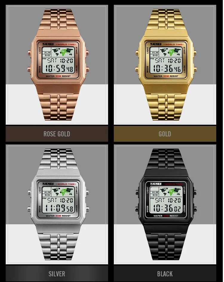 2018 Latest sport design OEM gold japan movt digital watch  water resistant western montre homme relojes