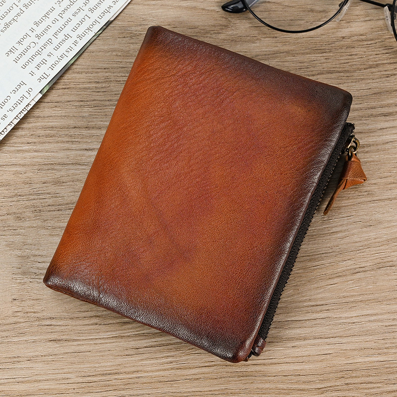Men's Fashionable Short Genuine Leather Wallet