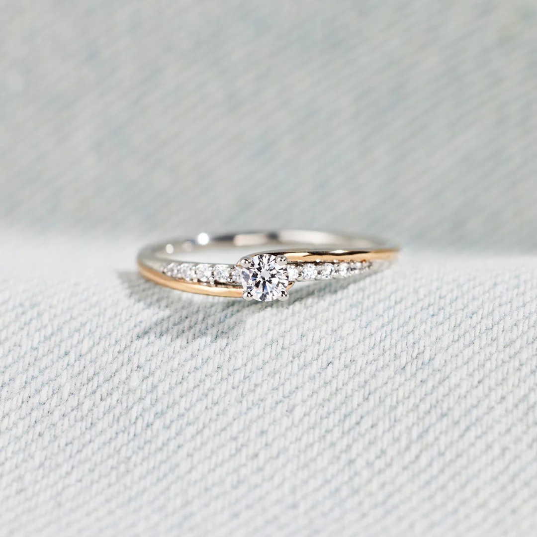 Two Rows Of Diamond Electroplated Color Coded Rings For Women
