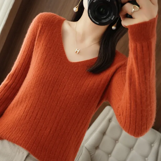 Women's Sweater All matching Pullover Bottoming Shirt Top Cinnabar Red - Shop at LoveMi