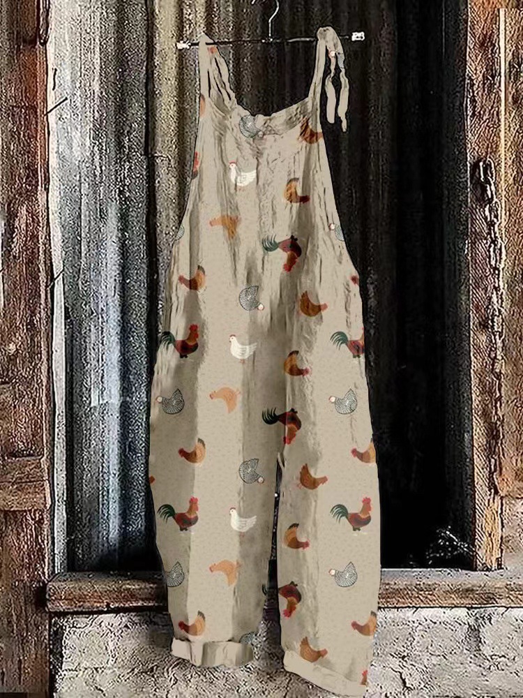 Womens 3D-printed Fashionable Versatile Casual Jumpsuit Pants