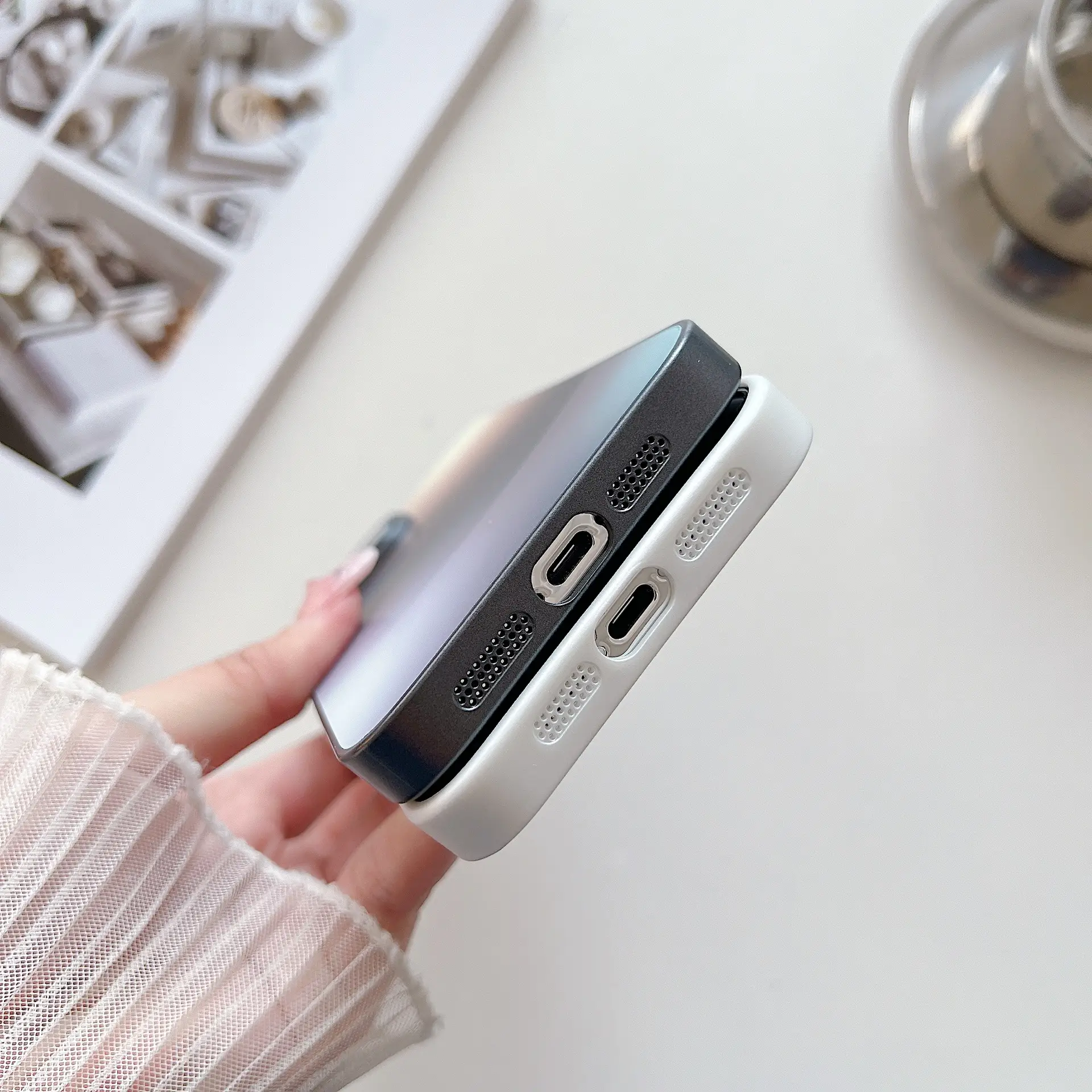 Matte Metallic Paint Gradient Glass Phone Case