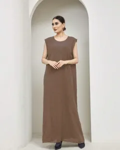 Breathable And Skin-friendly Solid Colour Loose Vest Dress - Khaki - View 1