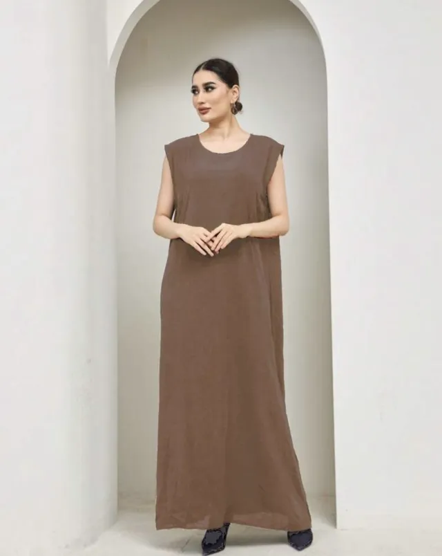 Breathable And Skin friendly Solid Color Loose Vest Dress Khaki - Shop at LoveMi