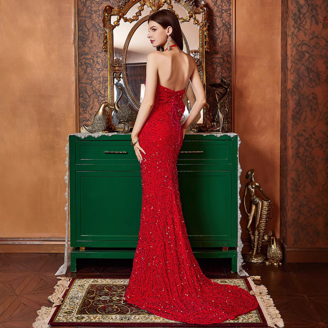 Glittery Halter-Neck Bodycon Dress, picture 5 of 6