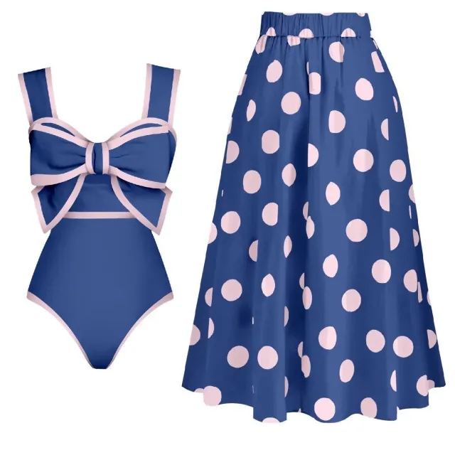 Bikini Suit Skirt Conservative Swimwear Women Blue - Shop at LoveMi