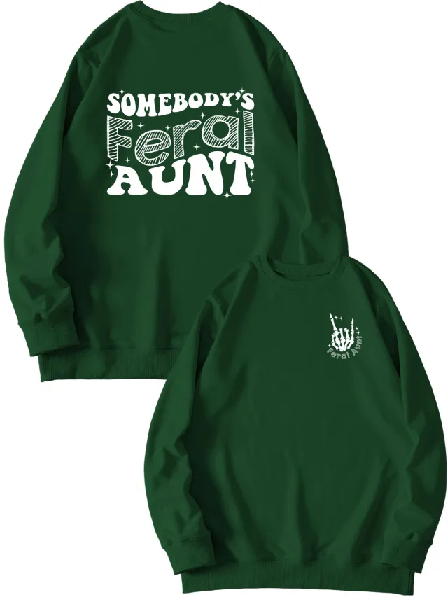 Women's Printed Pullover Sweatshirt Loose All matching Dark Green - Shop at LoveMi