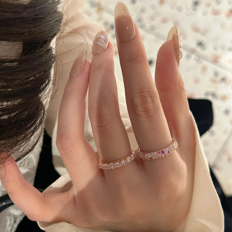 Stackable Ring Full Diamond Ring Female Niche Opening Twin