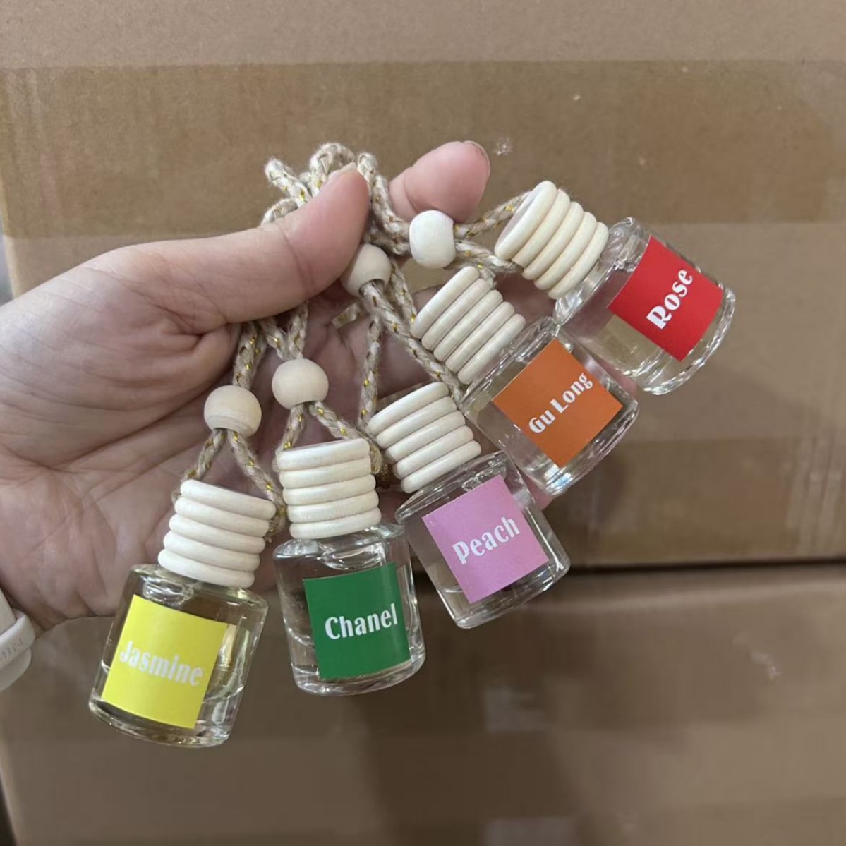 Car Scented Glass Bottle Rearview Mirror Pendant