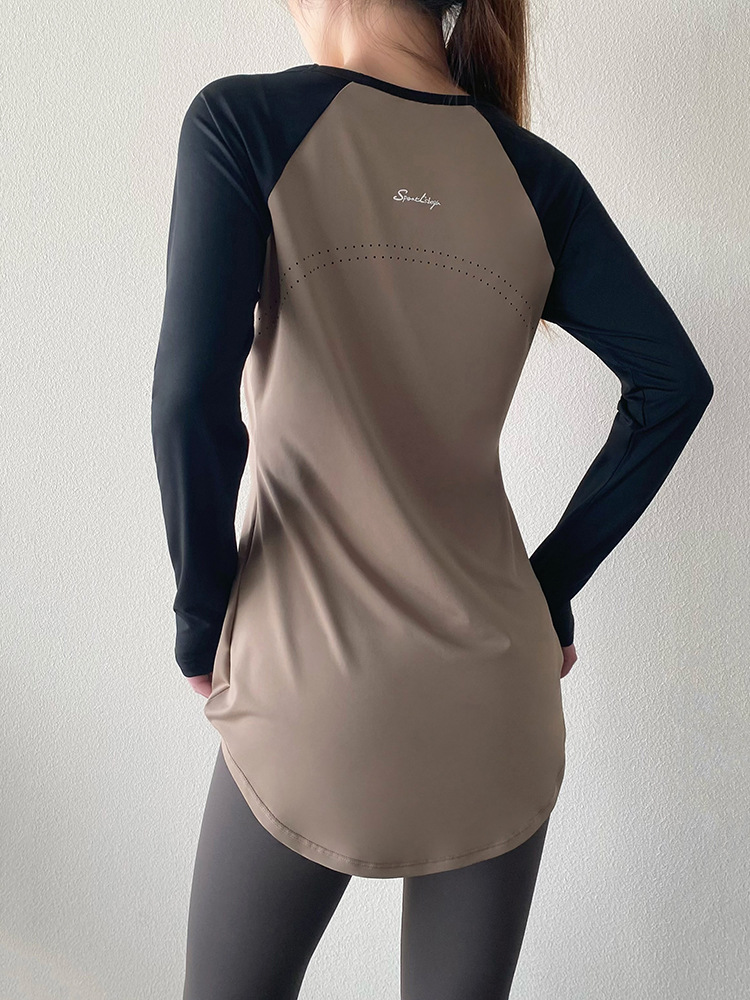 Women's Mid-Length Yoga Top Hip-Covering Athletic Fitness Shirt 3