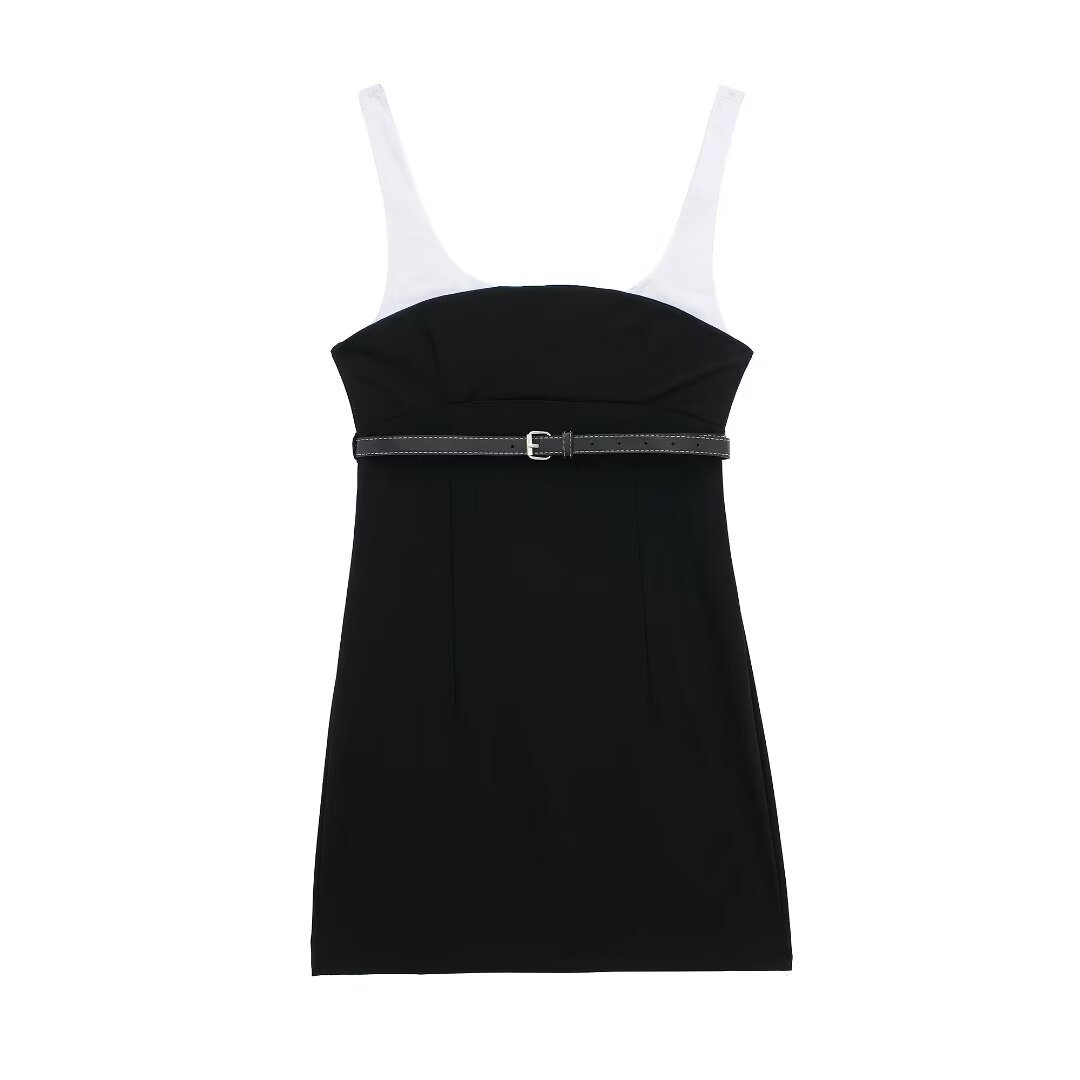Women's Fashion Slim Fit With Belt Stitching Dress