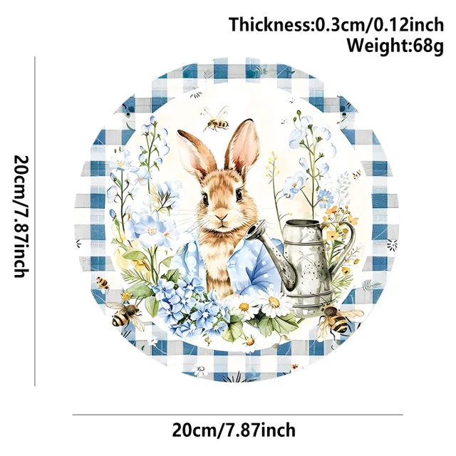 Easter Theme Party Decoration Rabbit Wooden Hang Tag Blue And White Plaid Rabbit - Shop at LoveMi