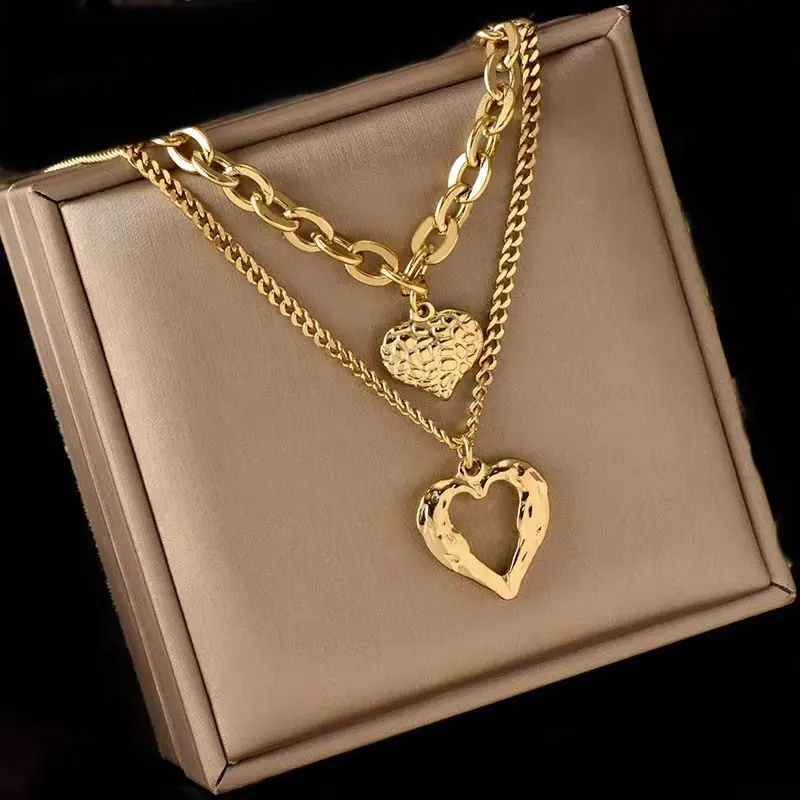 Titanium Steel Angel Wings Love Necklace Irregular Folds 2
