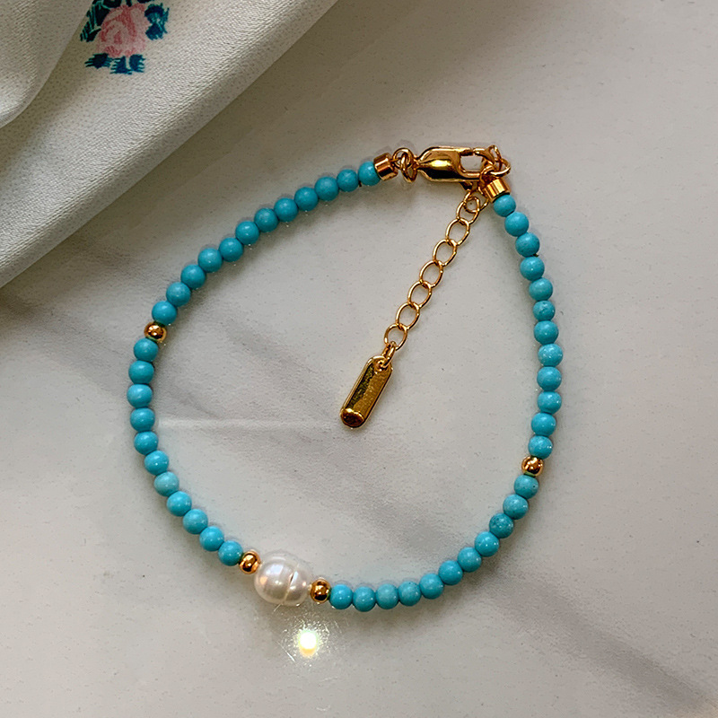 Natural Pearl And Turquoise Bead Bracelet Necklace