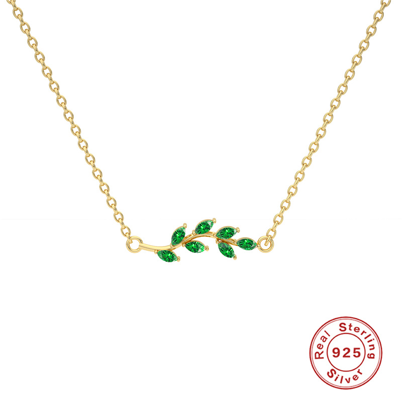 Sterling Silver Light Luxury All-match Leaf Pendant Necklace