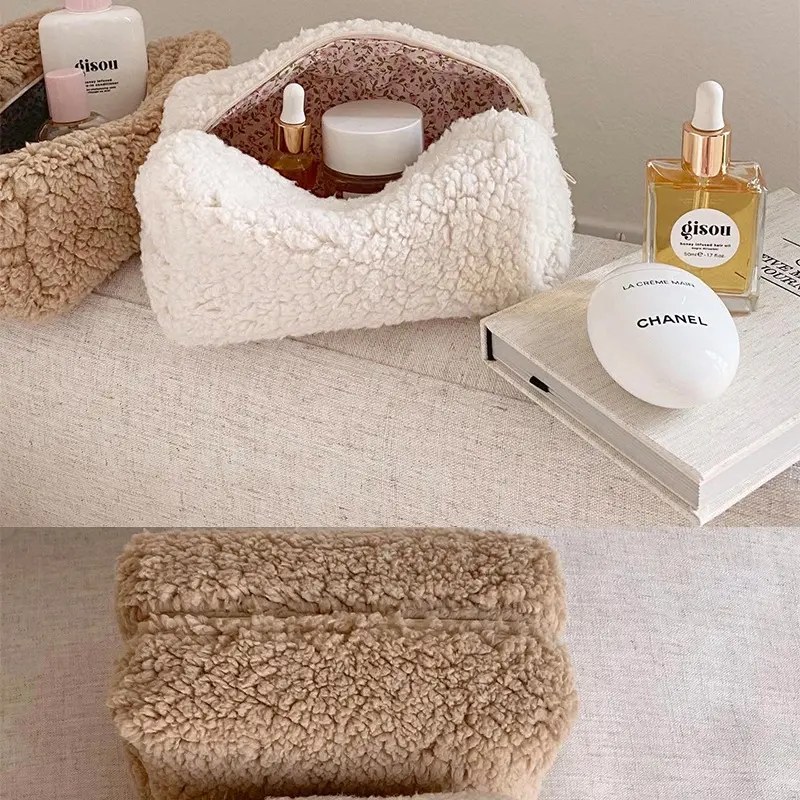 Teddy Plush Cosmetic Bag Japanese Style Lambswool