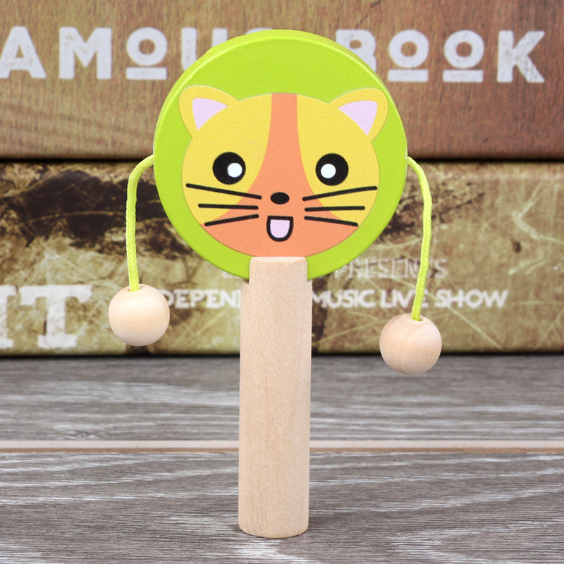 Hochet tambour en bois pour bébé — Jouet musical sensoriel 13