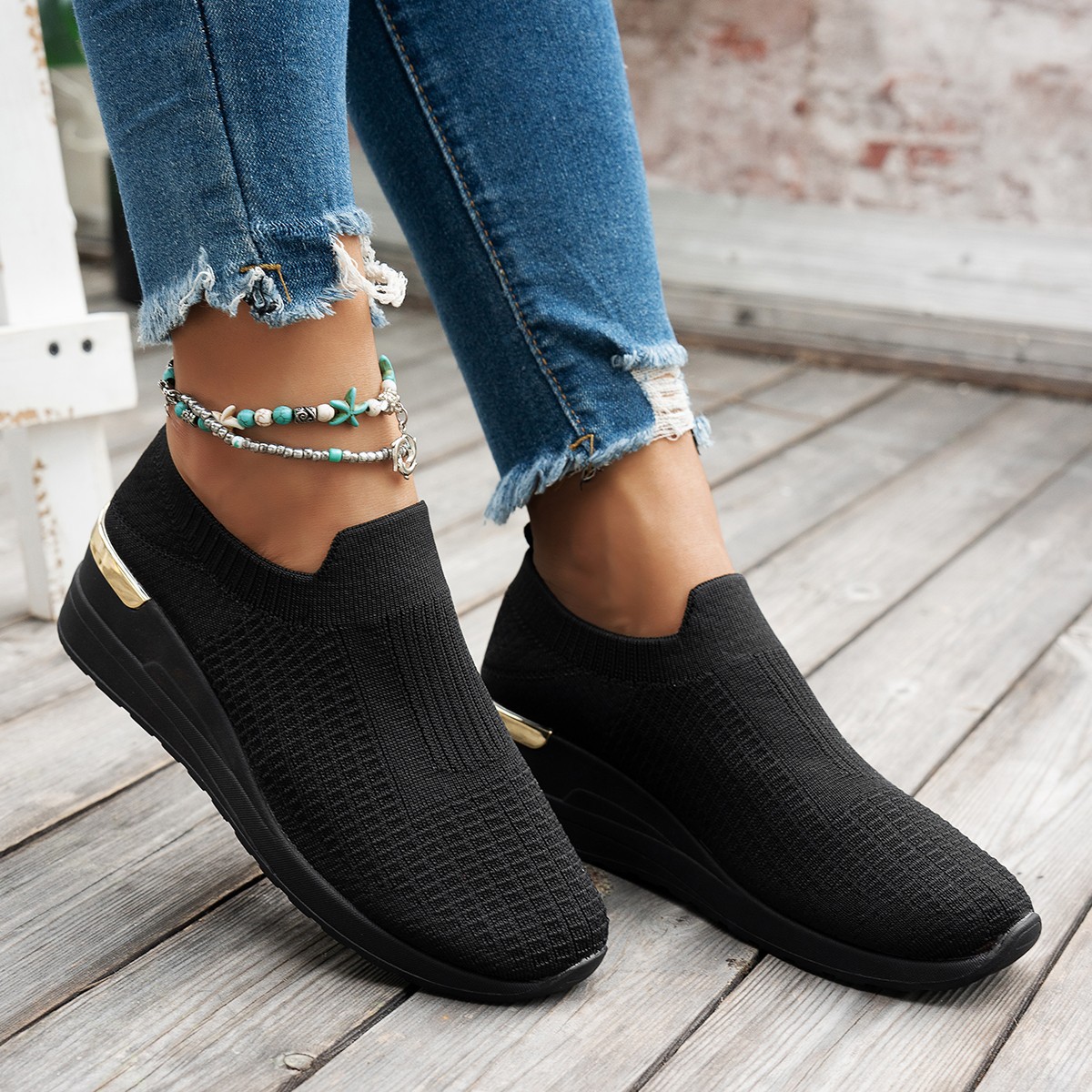Womens Flyknit Mesh Sports-Casual Sneakers
