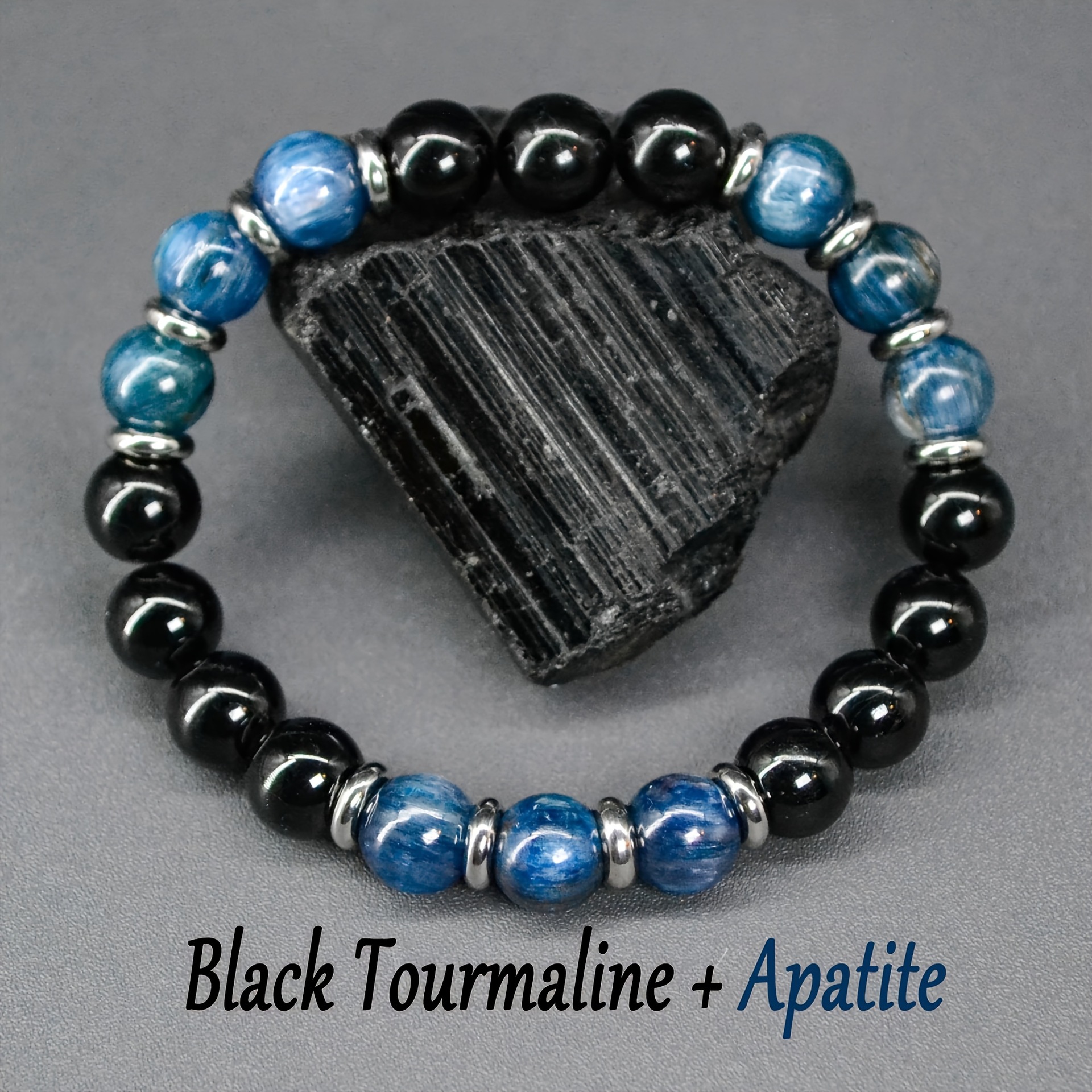 Black Tourmaline And Blue Apatite Necklace