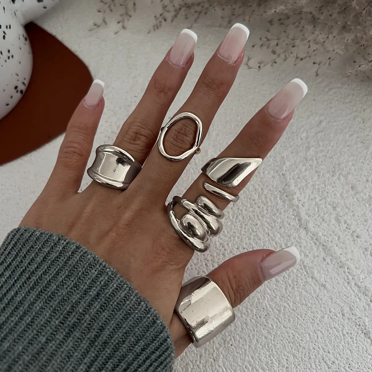Ins Cold Wind Irregular Geometric Open Ring