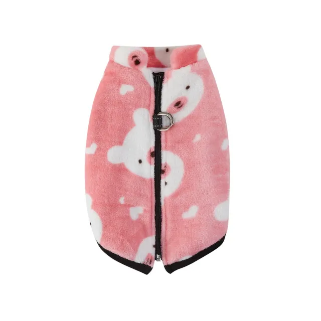 Pet Coat Zipper Flannel Plus Velvet Thickened Vest Pink - Shop at LoveMi