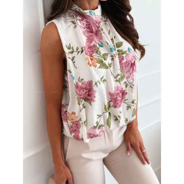 Summer Fashion Commuter Sleeveless Printed Strap Off the shoulder Shirt For Women Red Flower - Shop at LoveMi