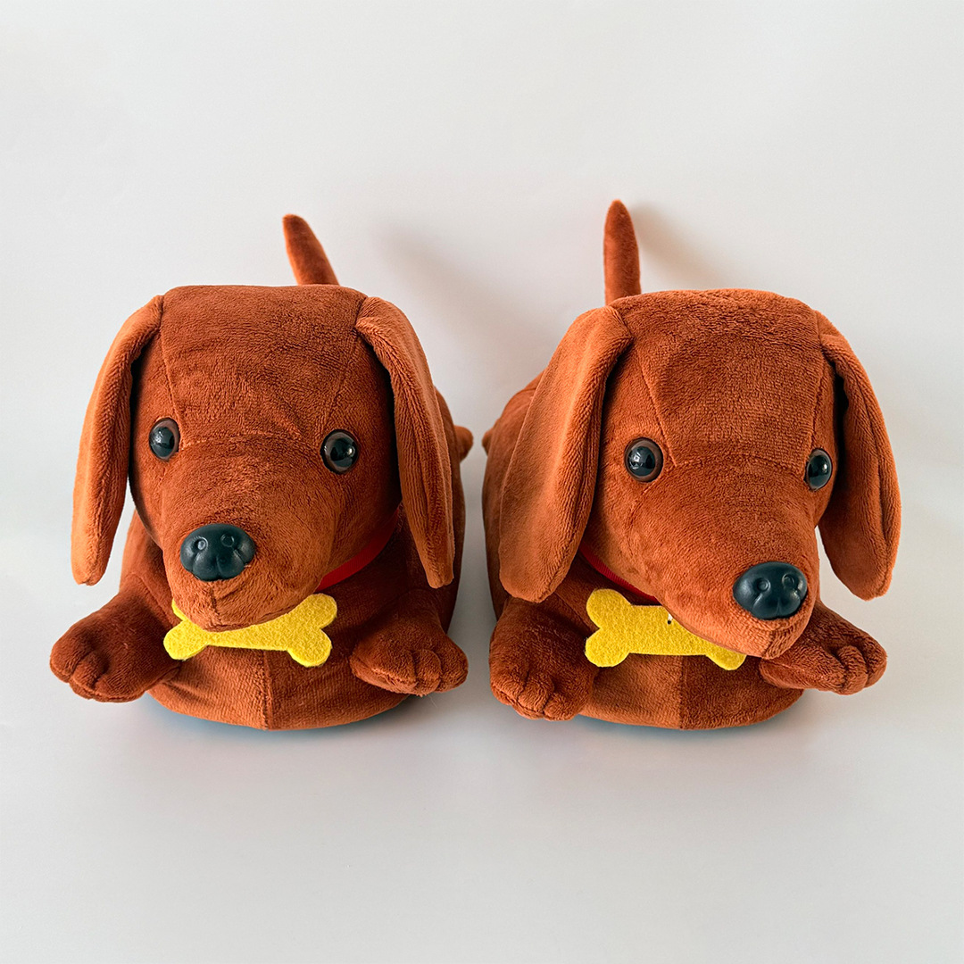 Dachshund Home Bedroom Winter Plush Slippers