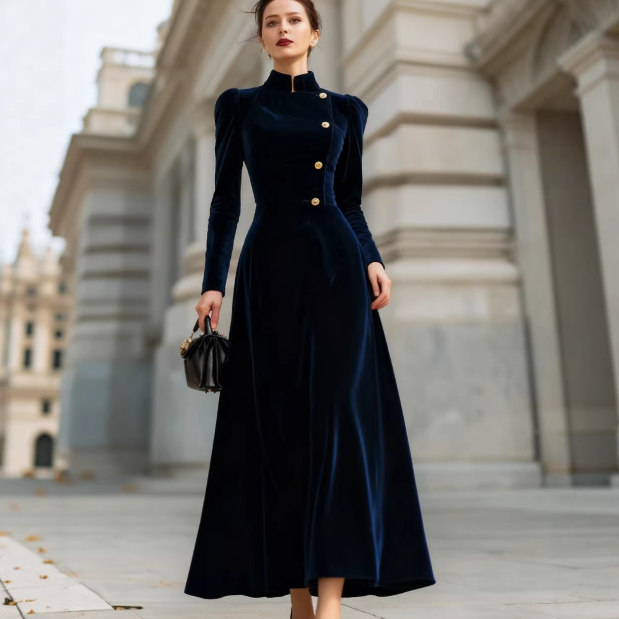 New Elegant Solid-color Velvet Dress For Women