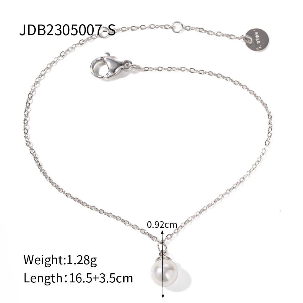 Stainless Steel Pearl Pendant Bracelet Lady Temperament Vintage Jewelry