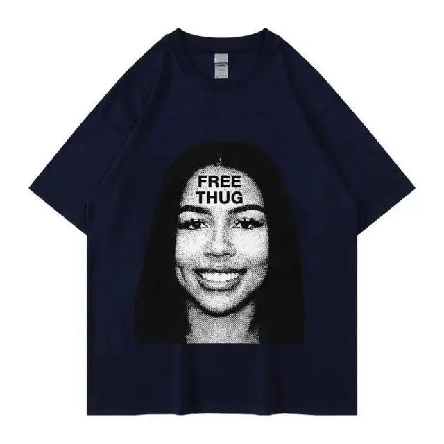 Women's Retro Short Sleeve Top Hip Hop T shirt Darkblue - Shop at LoveMi