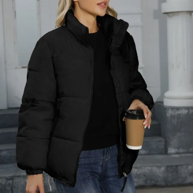 Plus Size Women's Thermal Cotton padded Coat Black - Shop at LoveMi