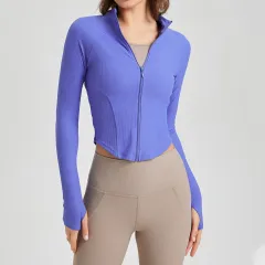 Shaping Yoga Clothes Women's Casual Jacket Long-sleeved Zipper Skin-friendly Sports Fitness Top - Green - View 1