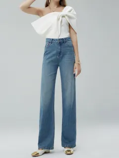 Casual All-match Wide Leg Pants Women - Dark Blue - View 1