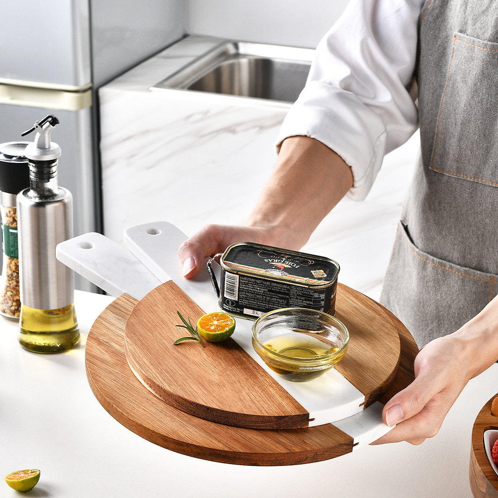 Acacia Mangium Marble Stitching Steak Chopping Board