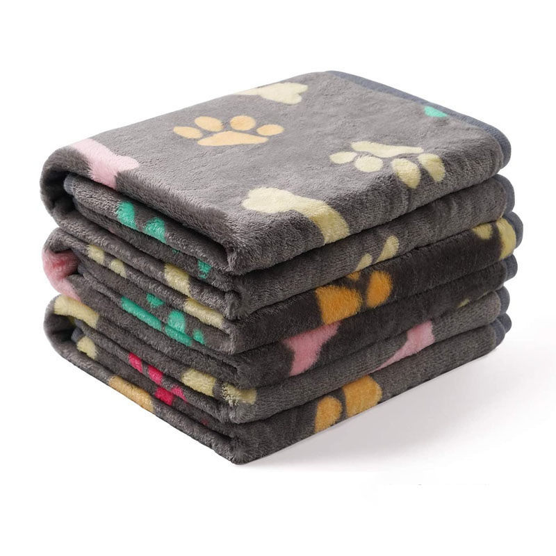 Pet Blanket Dog Cat Pad Warm Blanket Confetti Bone Dog's Paw Blanket Dark Gray - Shop at LoveMi