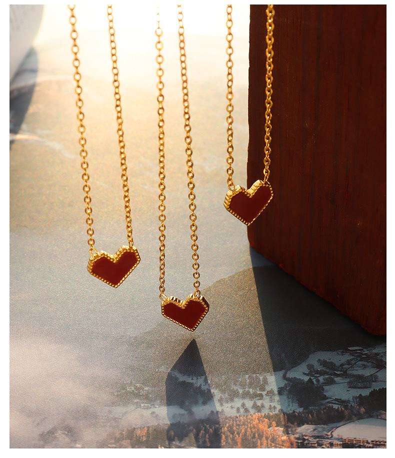 Red Peach Heart Short Necklace