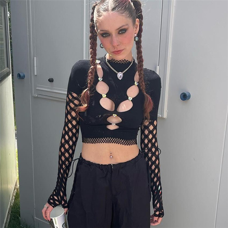 Fashion Mesh Long-sleeved Doublet Women